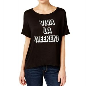 Retro Brand Black Viva La Weekend Hi Low S T-Shirt